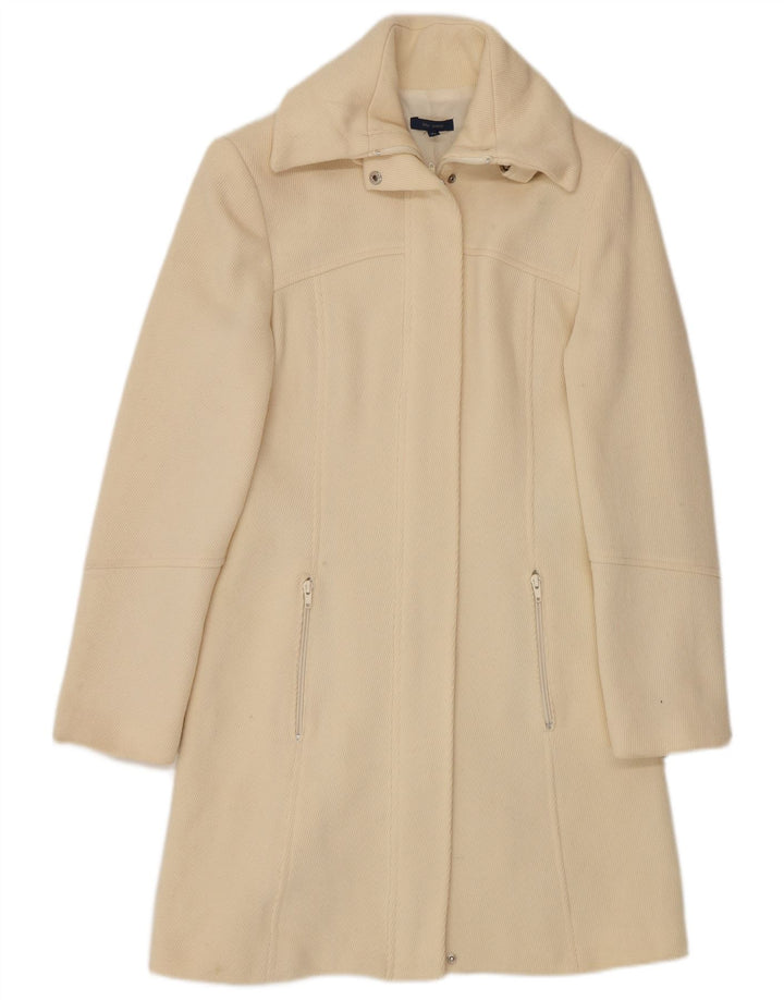 Vintage Womens Overcoat IT 42 Medium Off White Wool Classic