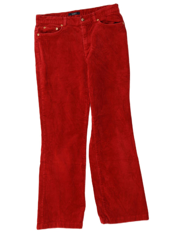 Chaps Womens Straight Corduroy Trousers US 4 Small W30 L28 Red Cotton