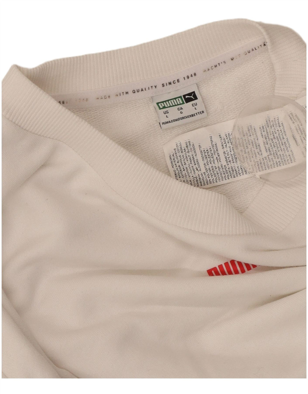 PUMA Womens Crop Sweatshirt Jumper UK 16 Large White Camouflage Cotton