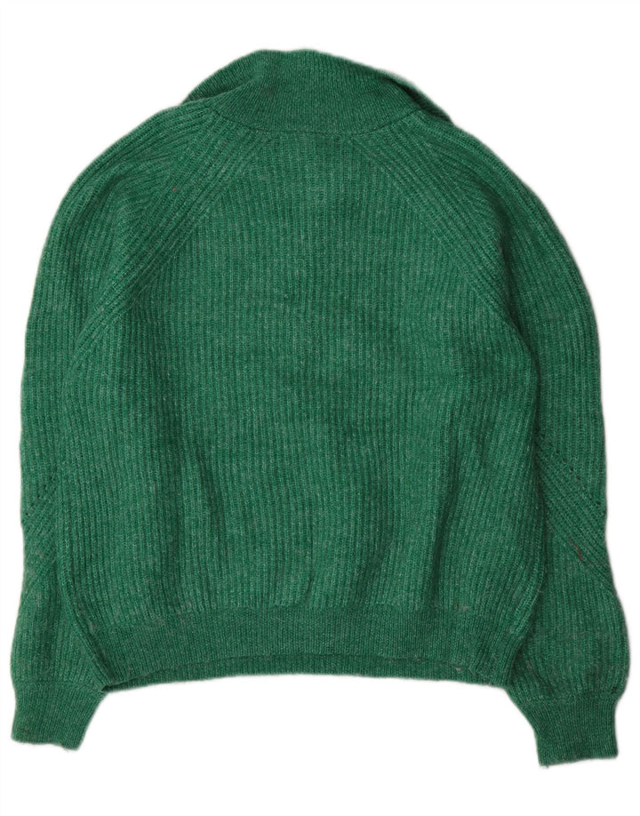 Marks & Spencer Womens Zip Neck Jumper Sweater UK 14 Medium Green Acrylic