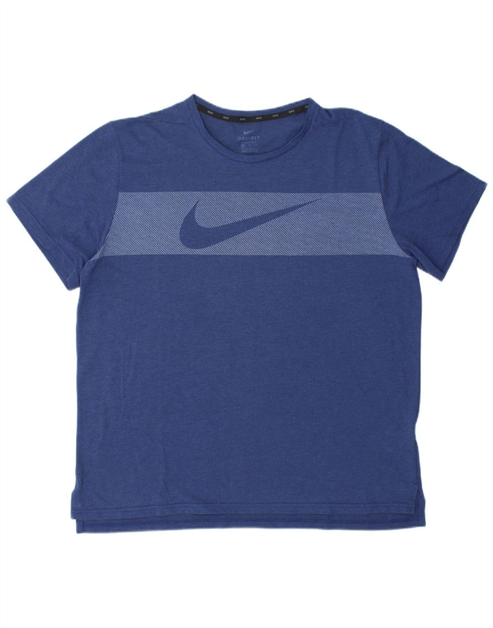 Nike Mens Dri Fit Graphic T-Shirt Top XL Navy Blue Polyester