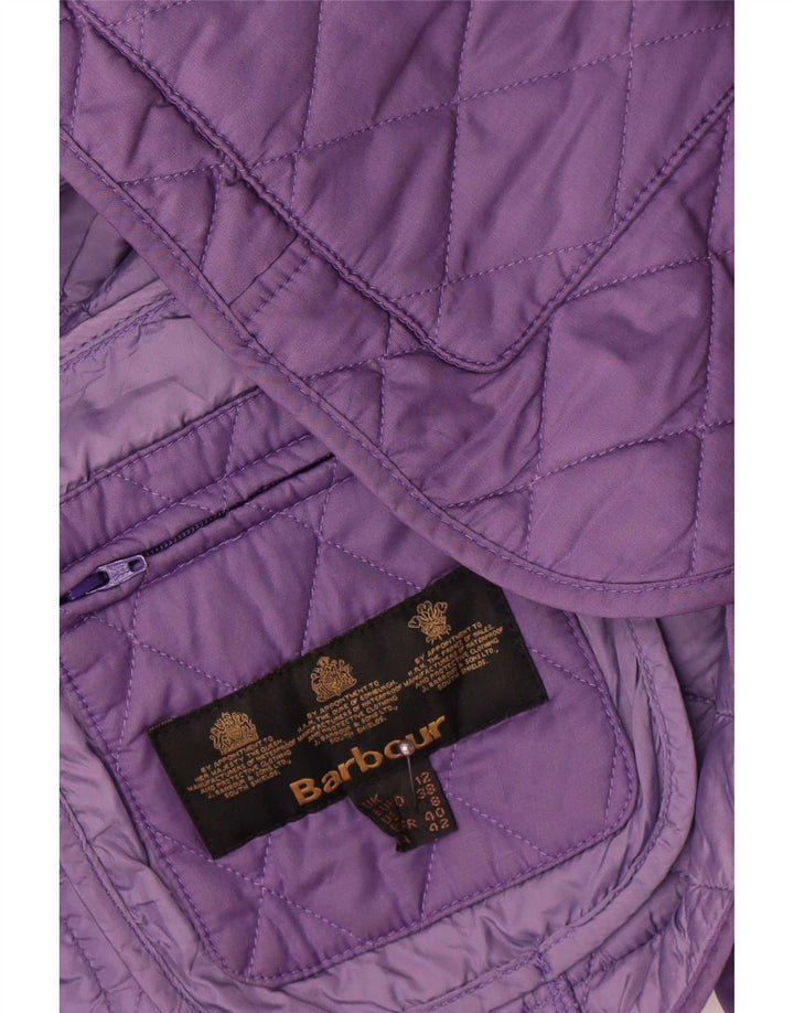 Barbour Womens Quilted Jacket UK 12 Medium Purple Polyester