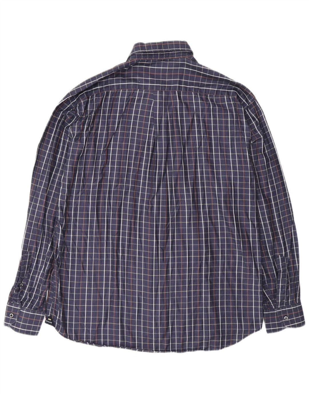Navigare Mens Shirt Large Navy Blue Check Cotton