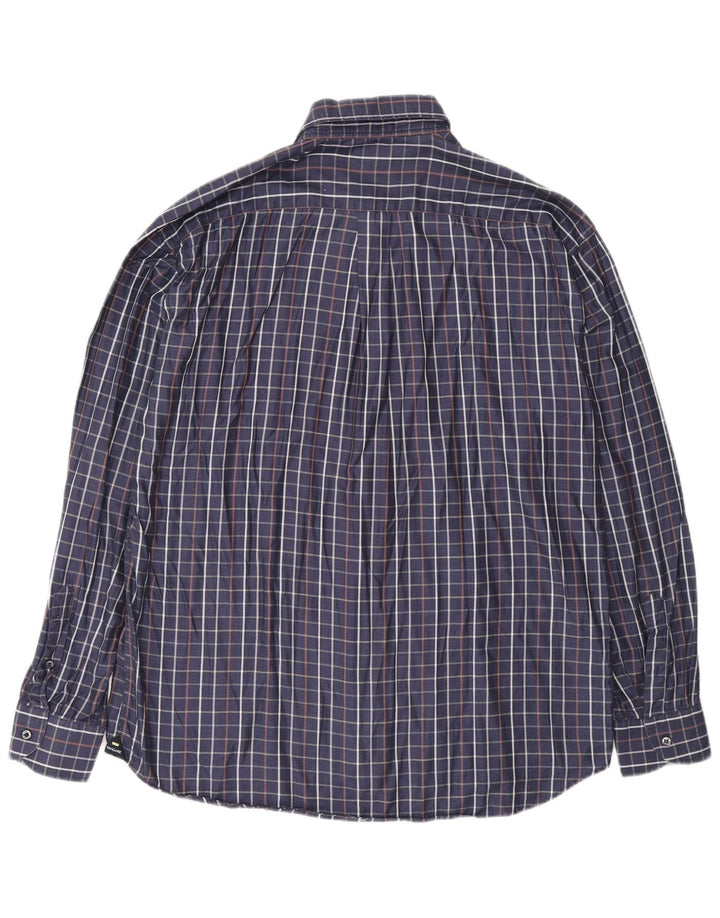 Navigare Mens Shirt Large Navy Blue Check Cotton