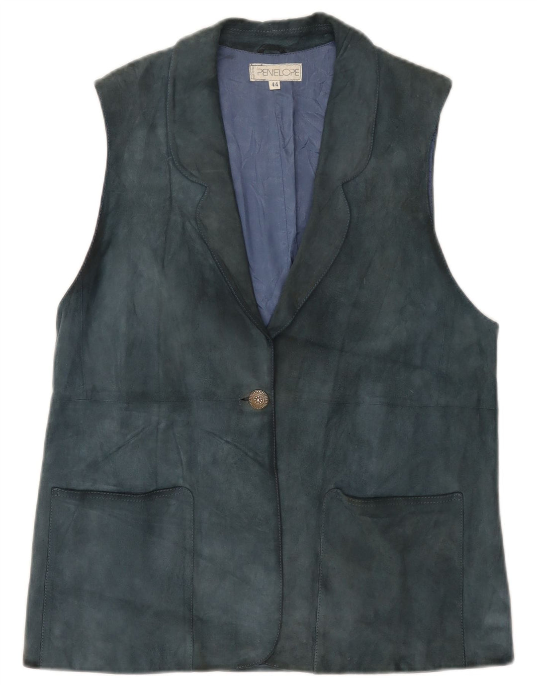 PENELOPE Womens Suede Gilet IT 44 Medium Blue