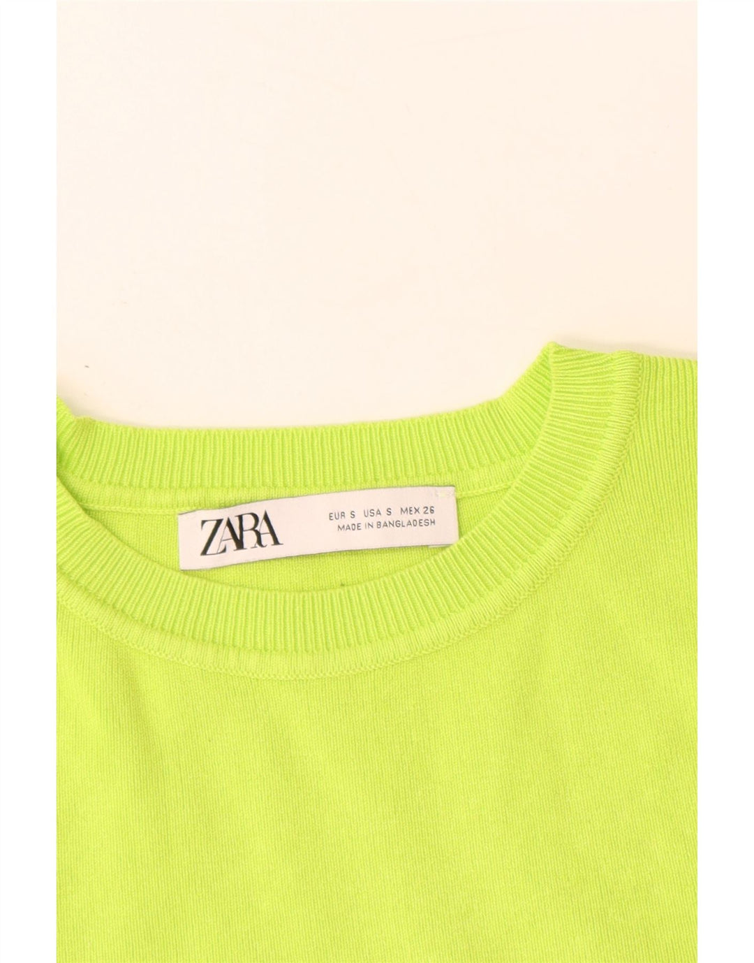 ZARA Womens Crop Short Sleeve Boat Neck Jumper Sweater UK 8 Small Green