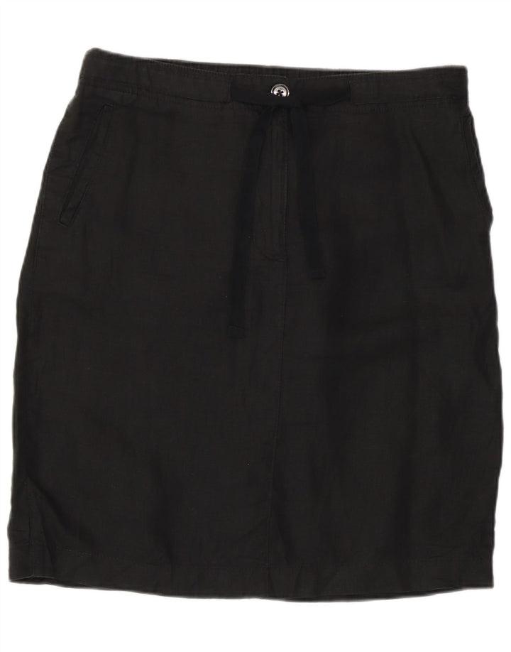 Marks & Spencer Womens Straight Skirt UK 12 Medium W32 Black Linen