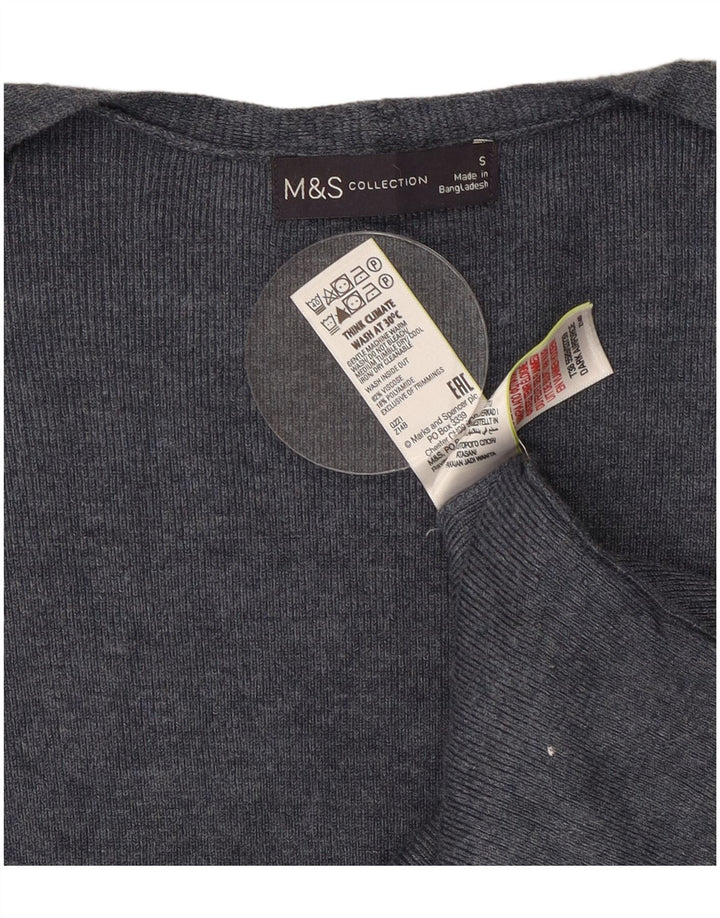 Marks & Spencer Womens Longline Open Cardigan Sweater UK 10 Small Grey