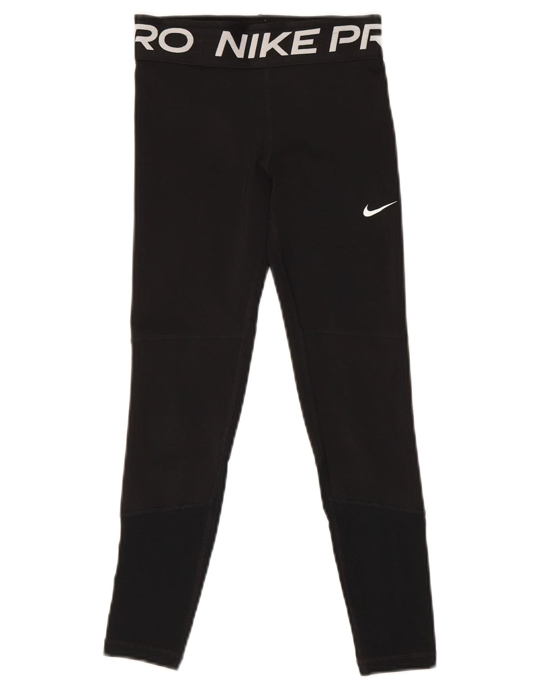 Nike Girls Dri Fit Graphic Leggings 9-10 Years Small Black Polyester