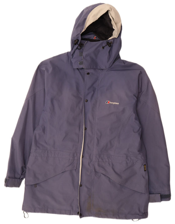 BERGHAUS Boys Hooded Windbreaker Coat 15-16 Years Navy Blue Nylon