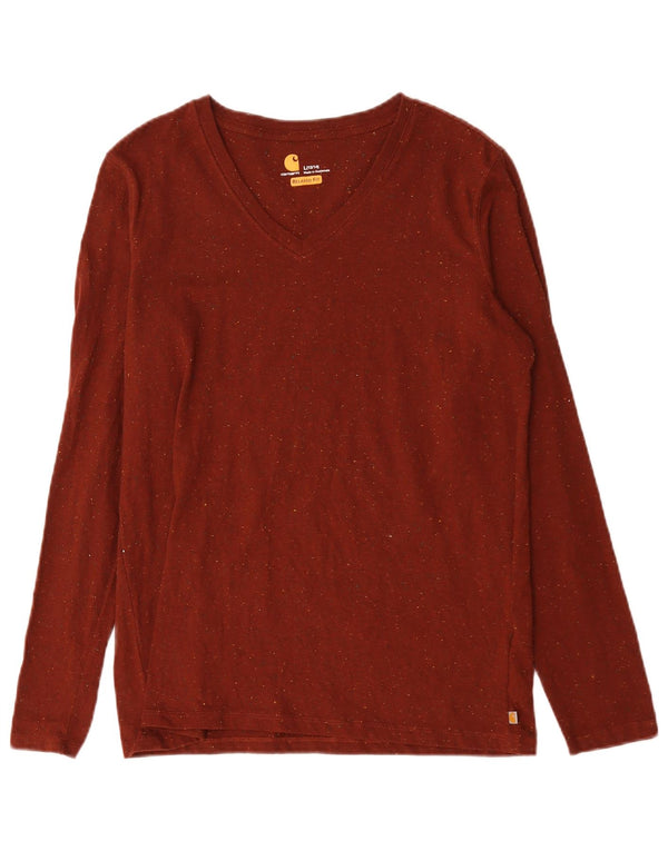 Carhartt Womens Relaxed Fit Top Long Sleeve US 12/14 Large Brown Flecked