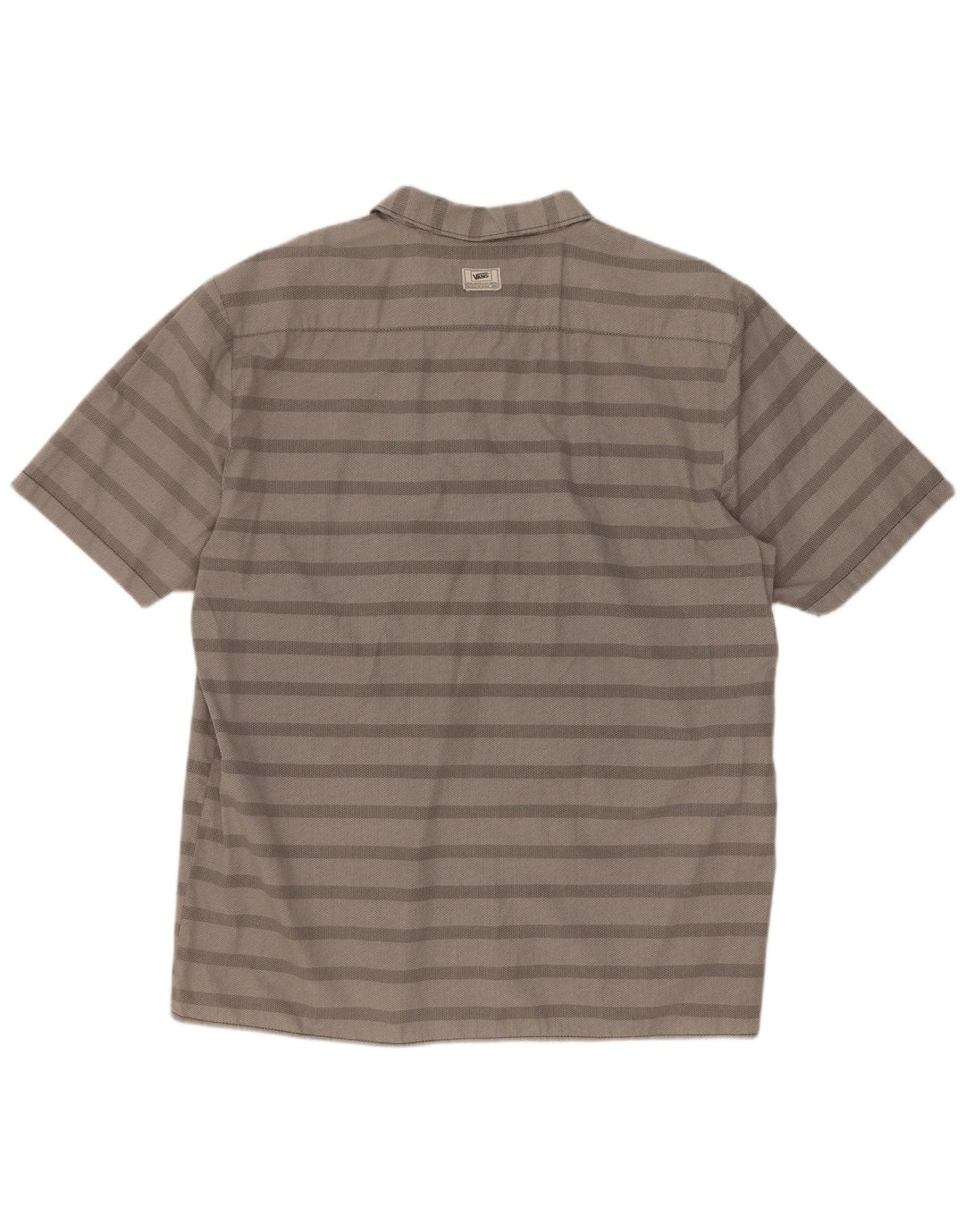Vans Mens Short Sleeve Shirt XL Grey Striped Cotton