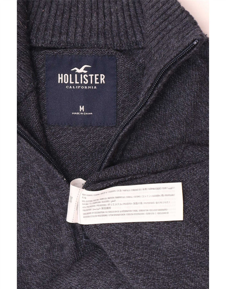 Hollister Mens Zip Neck Jumper Sweater Medium Navy Blue Cotton