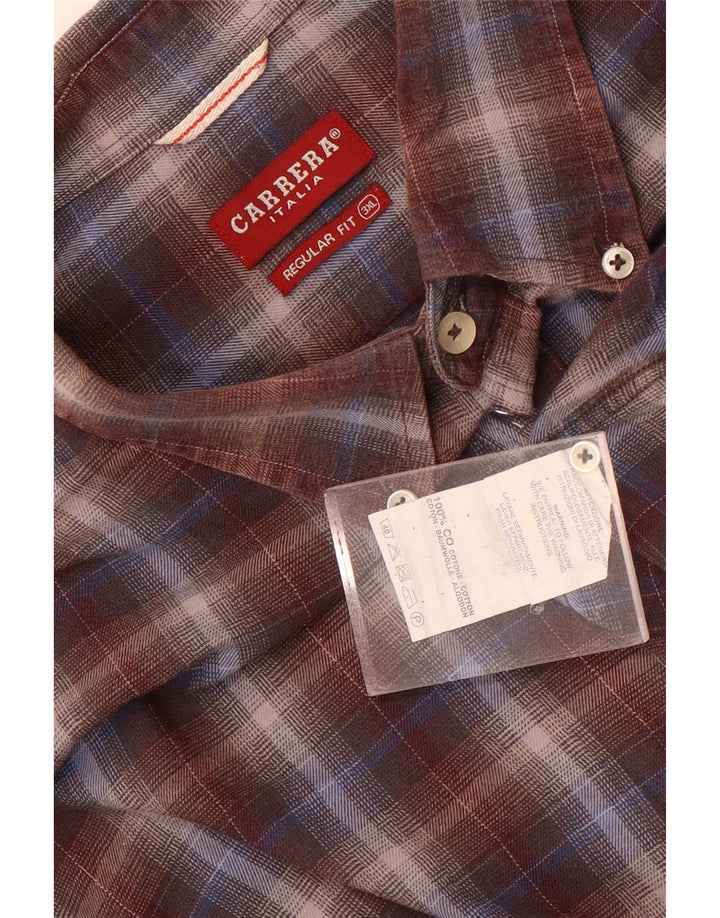 Carrera Mens Regular Fit Flannel Shirt 3XL Brown Check Cotton