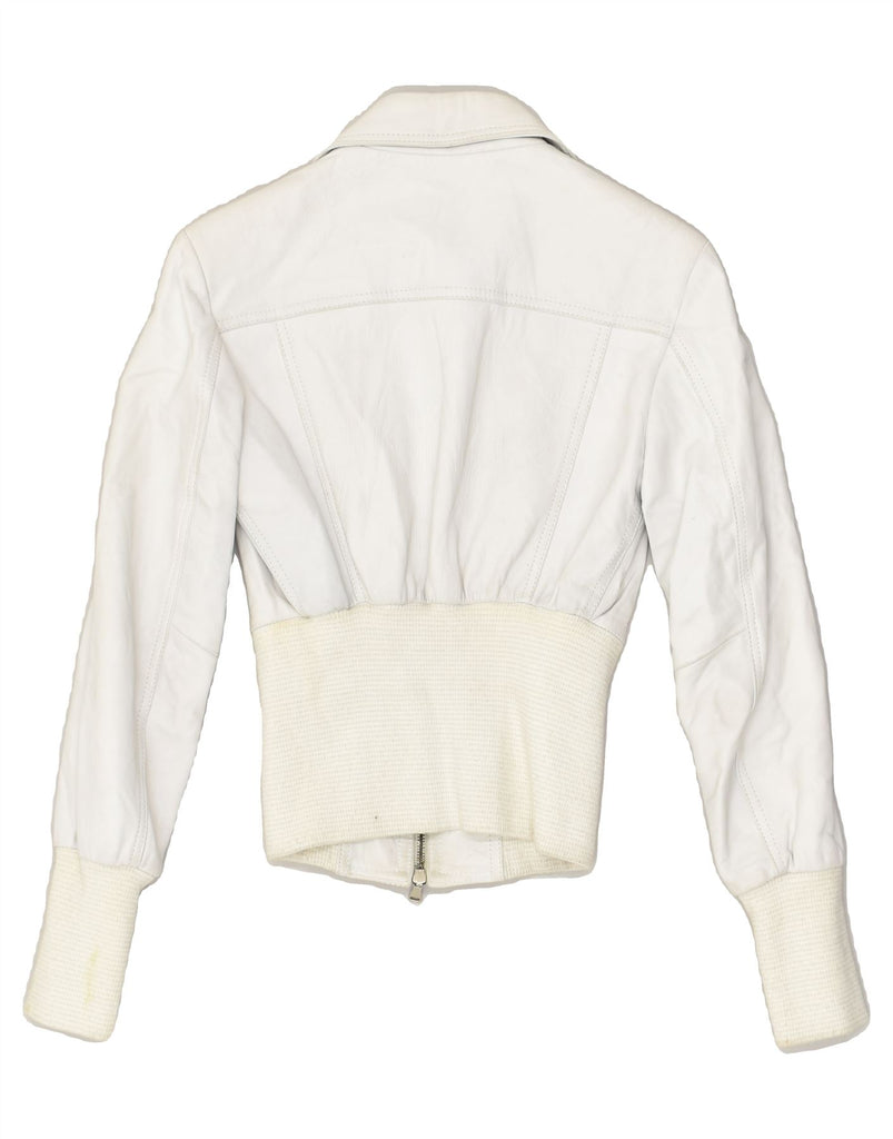 VALENTINO Girls Leather Jacket 13-14 Years Large White Leather | Vintage Valentino | Thrift | Second-Hand Valentino | Used Clothing | Messina Hembry 