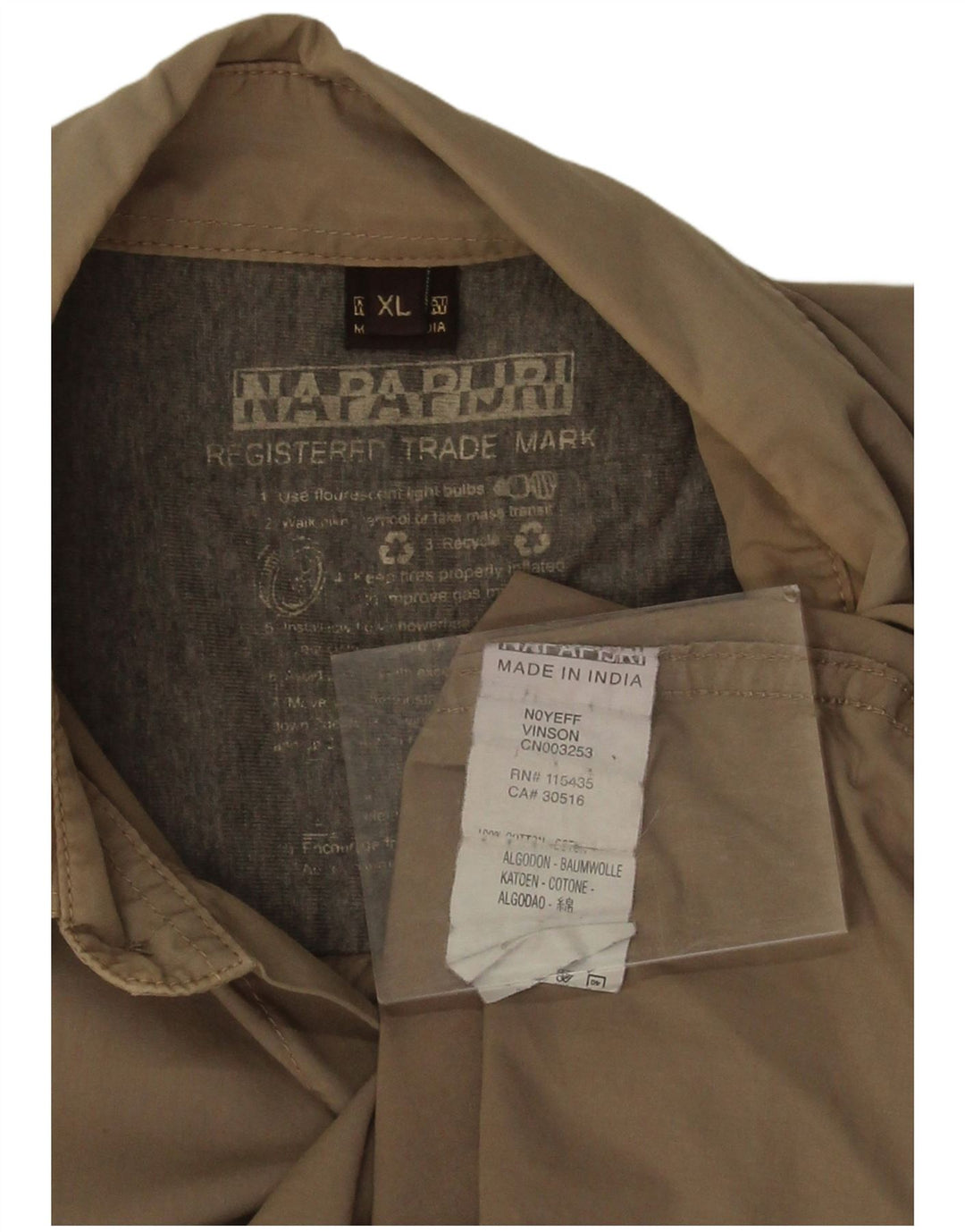Napapijri Mens Graphic Shirt XL Khaki Cotton