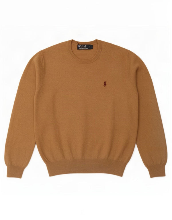 Polo Ralph Lauren Womens Oversized Crew Neck Jumper Sweater UK 18 XL Brown
