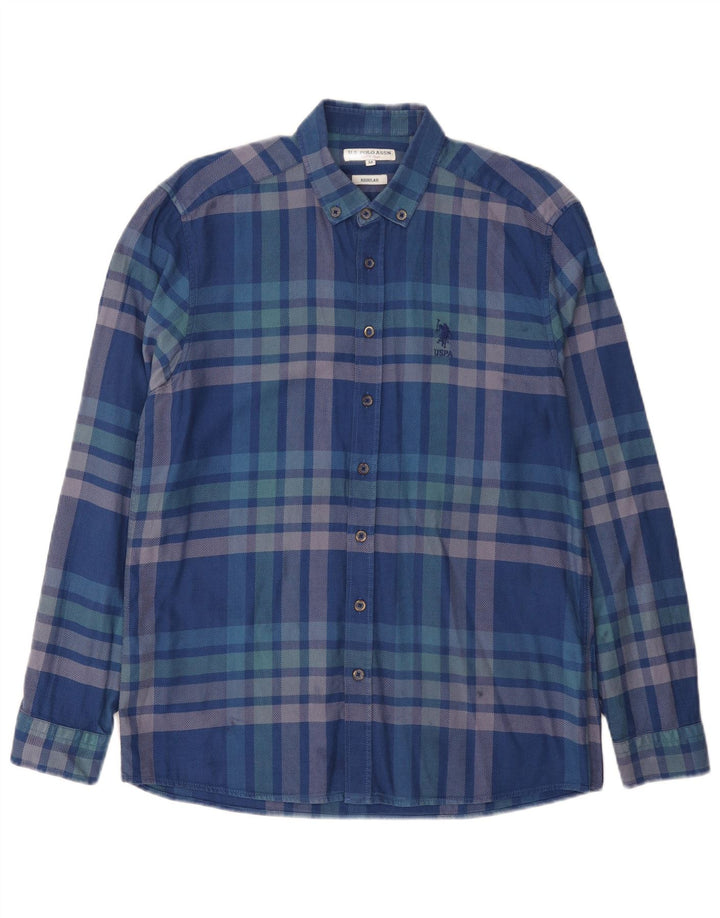 U.S. Polo Assn. Mens Regular Fit Shirt Medium Blue Check