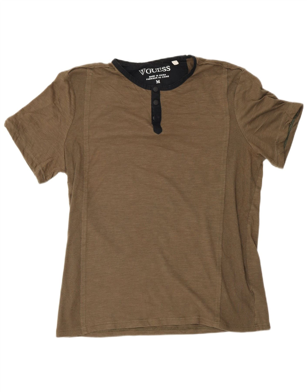 Guess Mens T-Shirt Top Medium Khaki Cotton