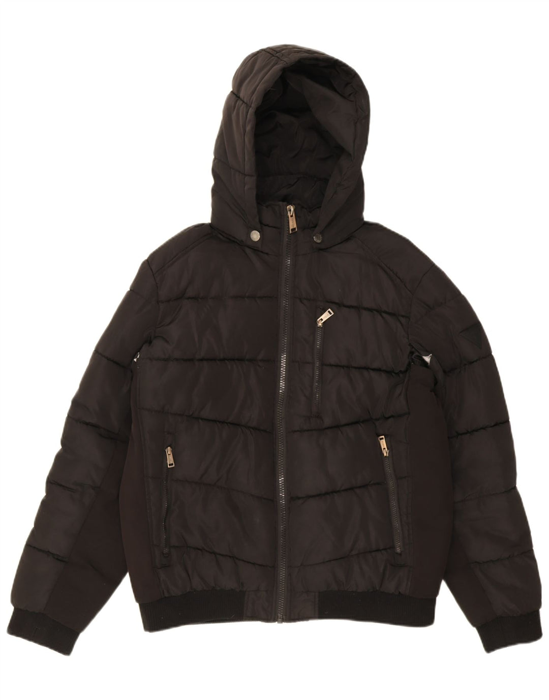 Guess Mens Hooded Padded Jacket UK 42 XL Black Polyester