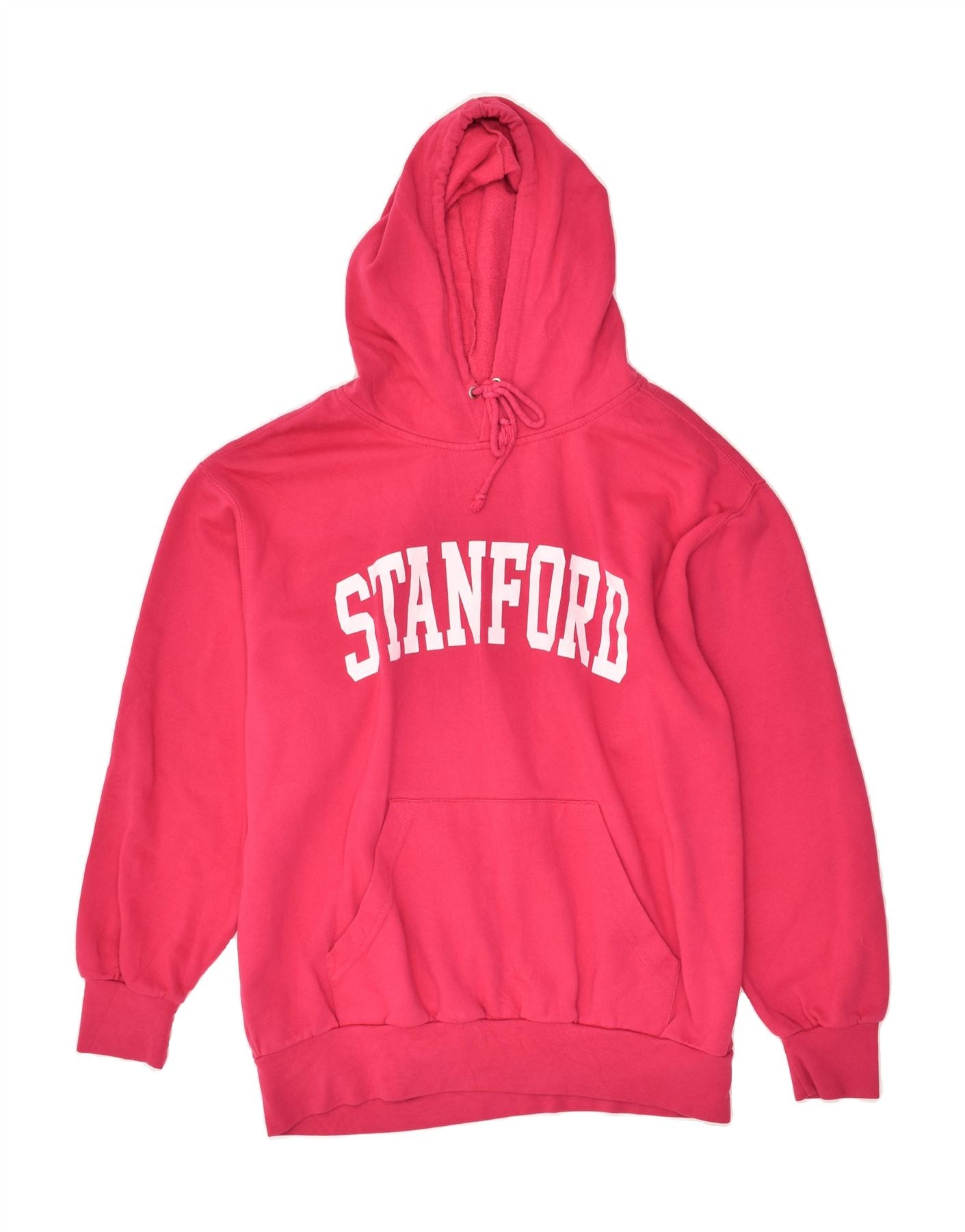 VINTAGE Mens Stanford Graphic Hoodie Jumper Large Pink Cotton Vintage Second Hand Clothing Online Messina Hembry