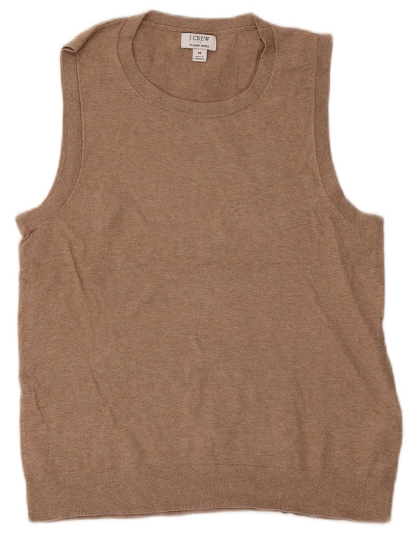 J. Crew Womens Classic Vest Tank Top UK 12 Medium Beige Cotton