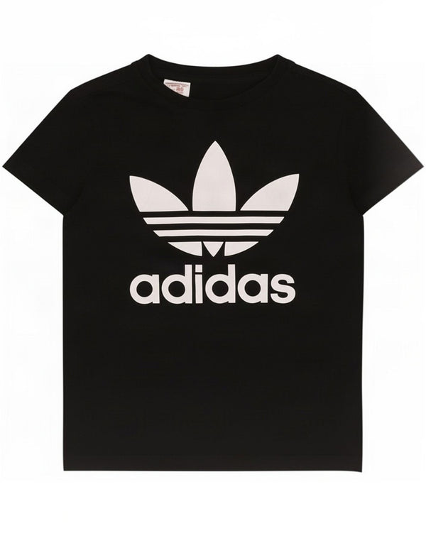 Adidas Girls Graphic T-Shirt Top 9-10 Years Small Black Cotton
