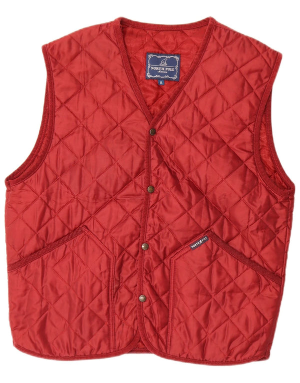 North Pole Mens Quilted Gilet UK 38 Medium Red Nylon