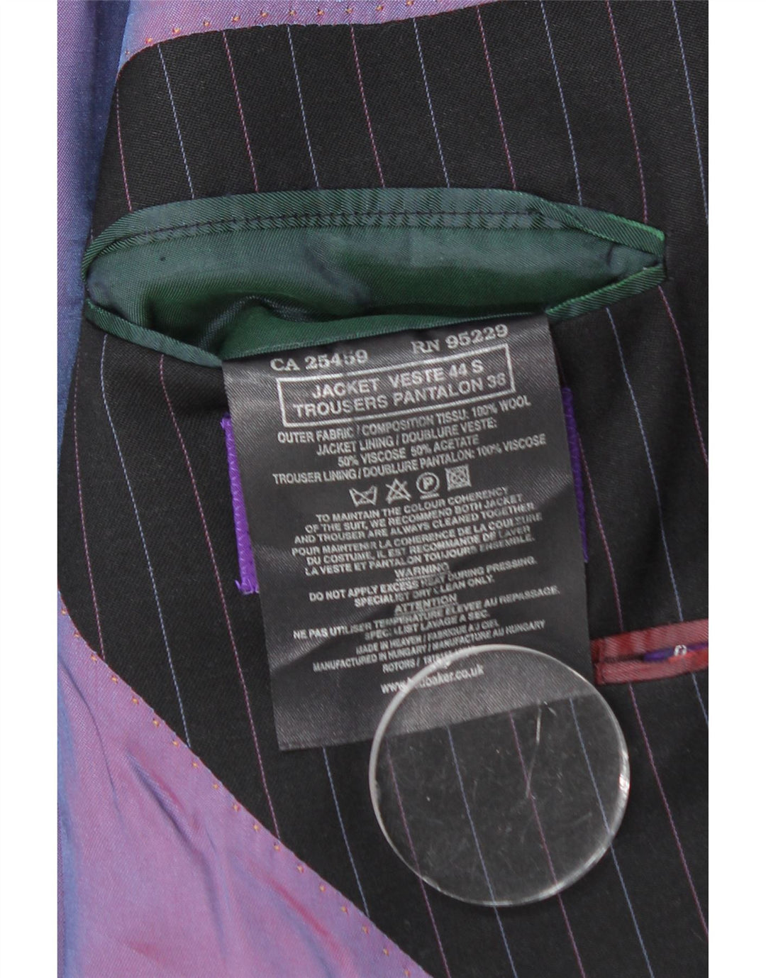 TED BAKER Mens 2 Button Blazer Jacket UK 44 2XL Black Pinstripe Wool