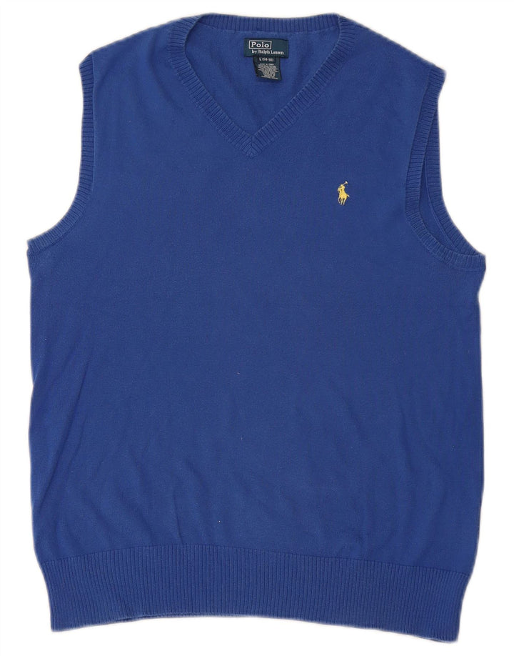 POLO RALPH LAUREN Boys Vest Tank Top 14-15 Years Large Blue Cotton