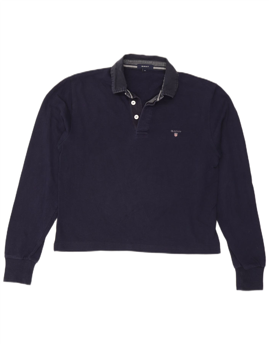 GANT Womens Oversized Long Sleeve Polo Shirt UK 14 Medium Navy Blue