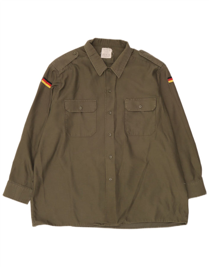 Vintage Mens Military Shirt 2XL Khaki Cotton