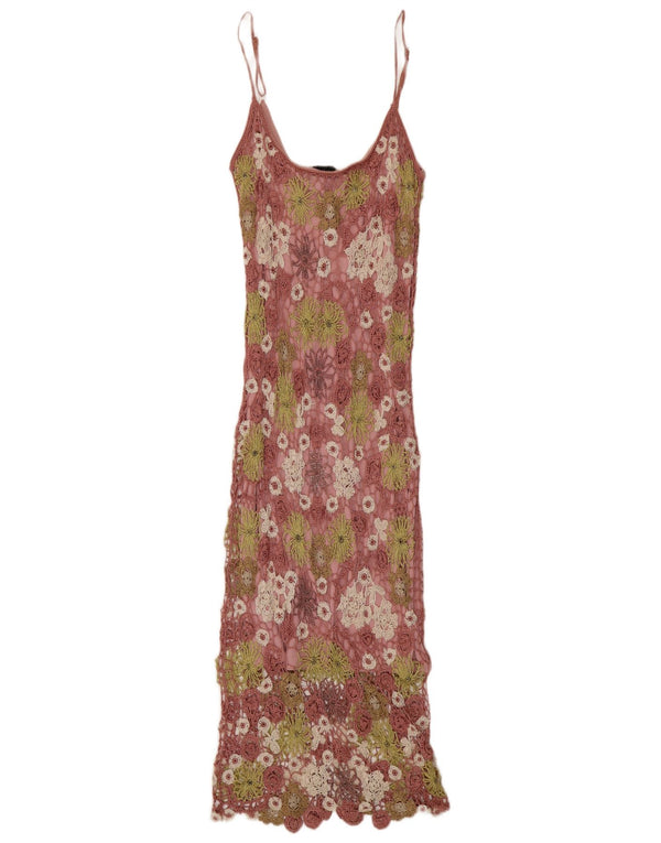 Claire Kennedy Womens Crochet Maxi Dress US 2 XS Pink Floral