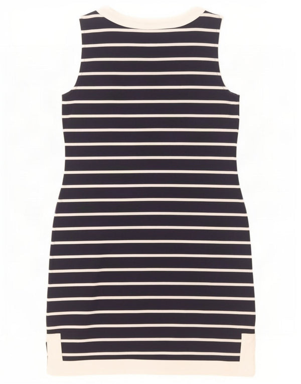 Nautica Womens Sleeveless T-Shirt Dress UK 6 XS Navy Blue Striped Cotton