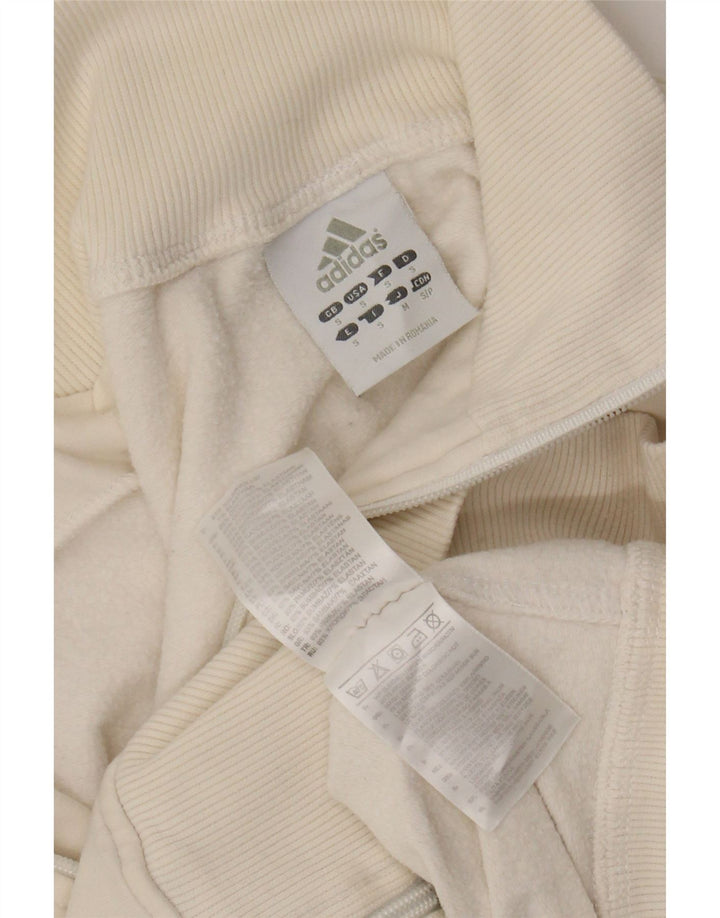 ADIDAS Womens Crop Tracksuit Top Jacket UK 10 Small White Cotton