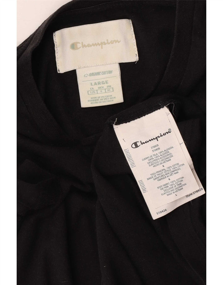 Champion Mens T-Shirt Top Large Black Cotton
