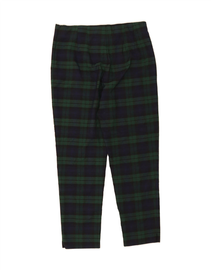 CHAPS Womens Slim Cropped Trousers US 8 Medium W27 L27 Green Check Vintage Chaps and Second-Hand Chaps from Messina Hembry 