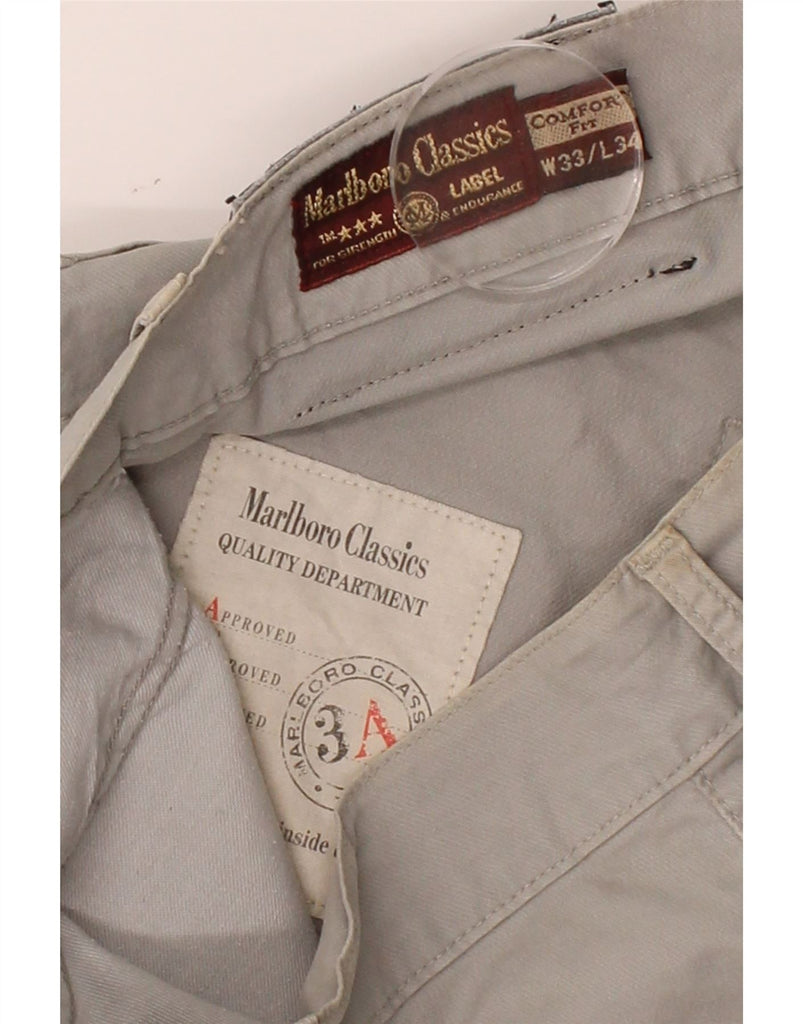 MARLBORO CLASSICS Mens Comfort Fit Straight Casual Trousers W33 L34 Grey Vintage Marlboro Classics and Second-Hand Marlboro Classics from Messina Hembry 