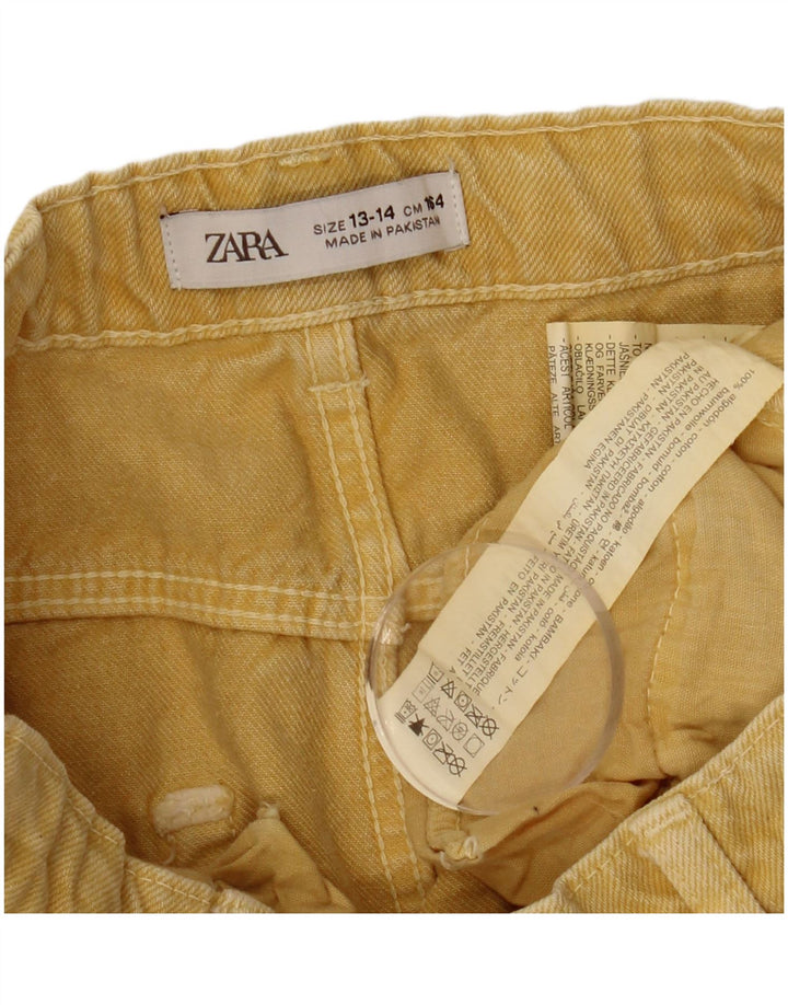 ZARA Girls Denim Skirt 13-14 Years W26  Yellow Cotton