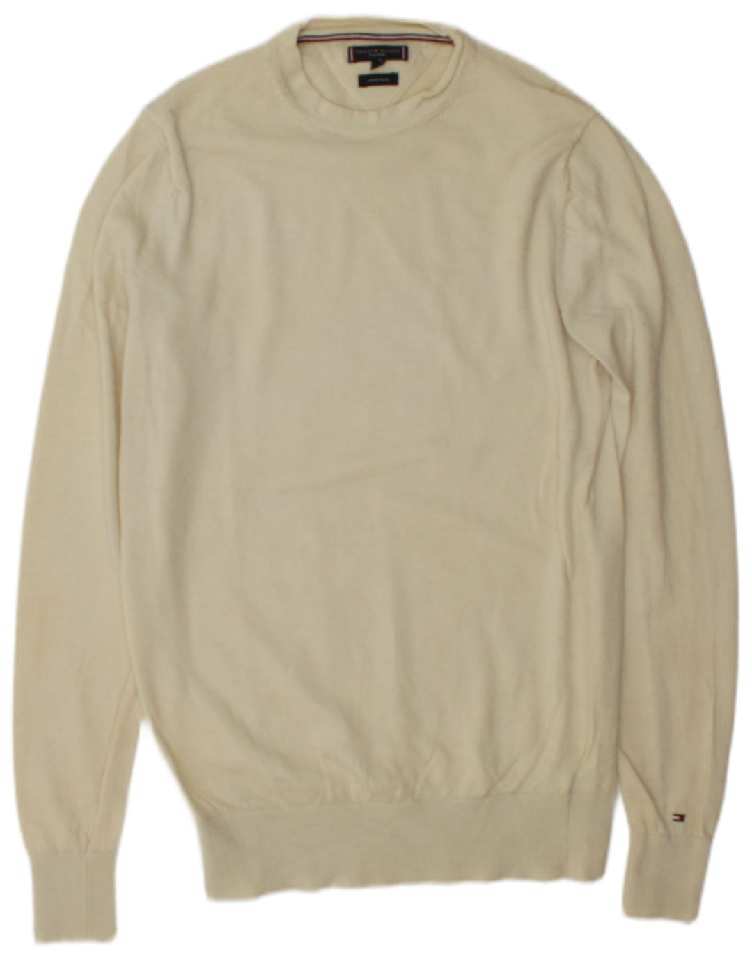 Tommy Hilfiger Mens Tailored Crew Neck Jumper Sweater Medium Off White Wool