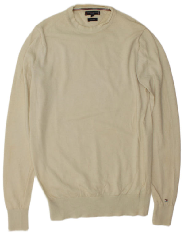 Tommy Hilfiger Mens Tailored Crew Neck Jumper Sweater Medium Off White Wool