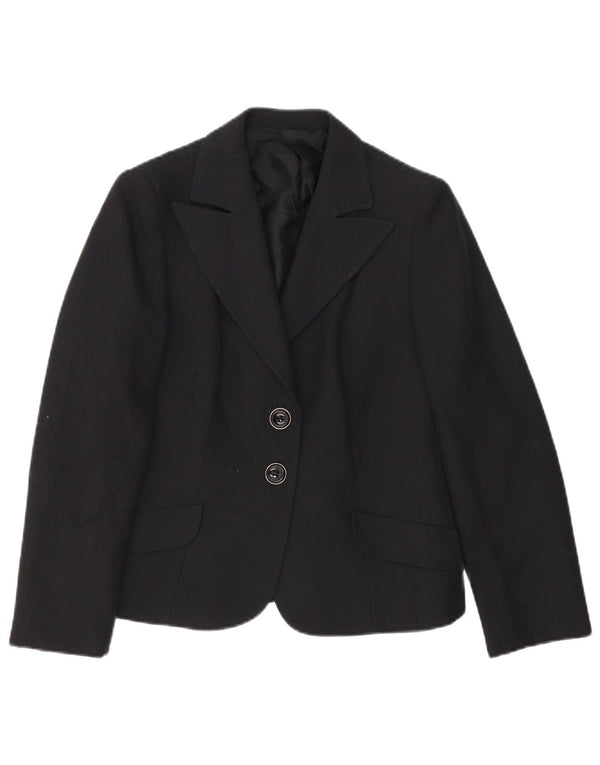 Vintage Womens 2 Button Blazer Jacket UK 12 Medium Black Polyester
