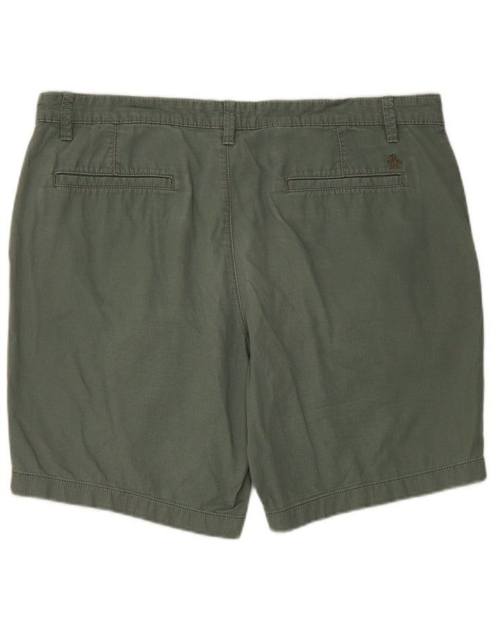 Penguin Mens Chino Shorts W36 Large Green Cotton