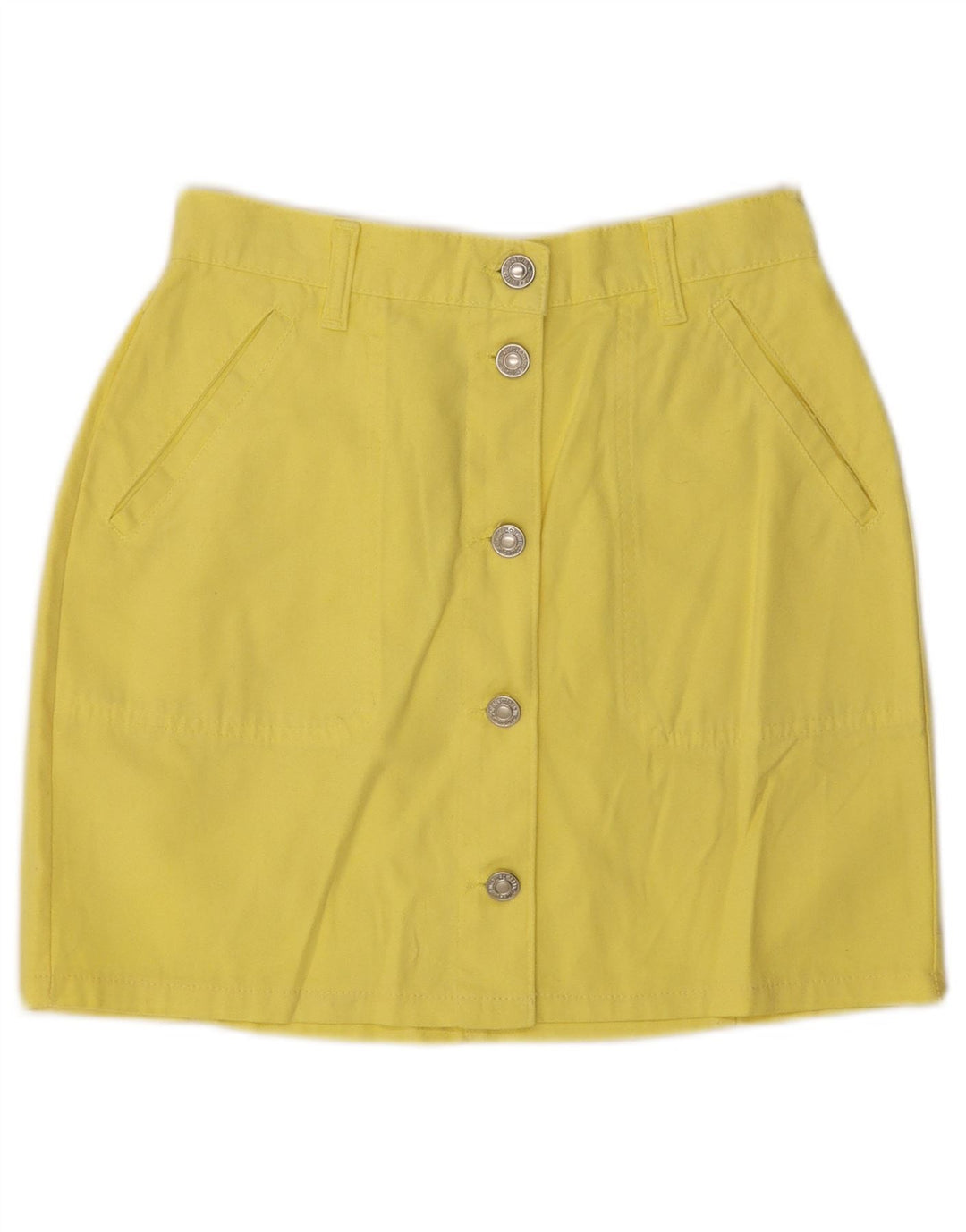 Benetton Womens Mini Skirt IT 40 Small W26 Yellow Cotton