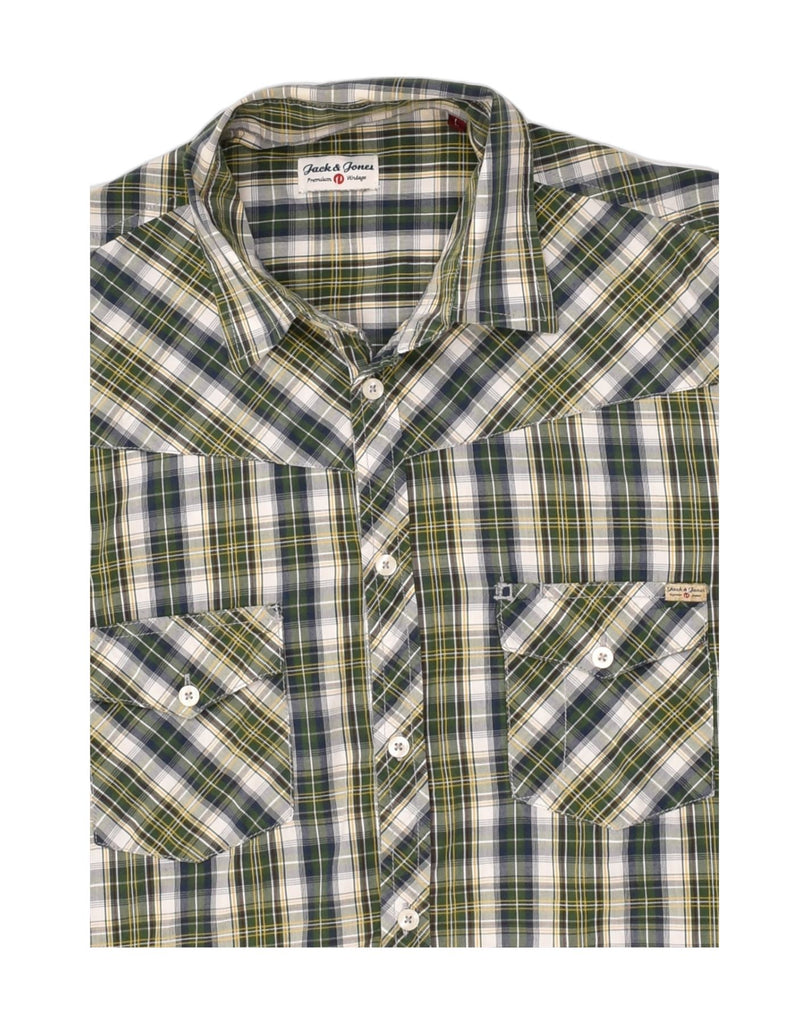 JACK & JONES Mens Shirt Large Green Check Cotton | Vintage Jack & Jones | Thrift | Second-Hand Jack & Jones | Used Clothing | Messina Hembry 