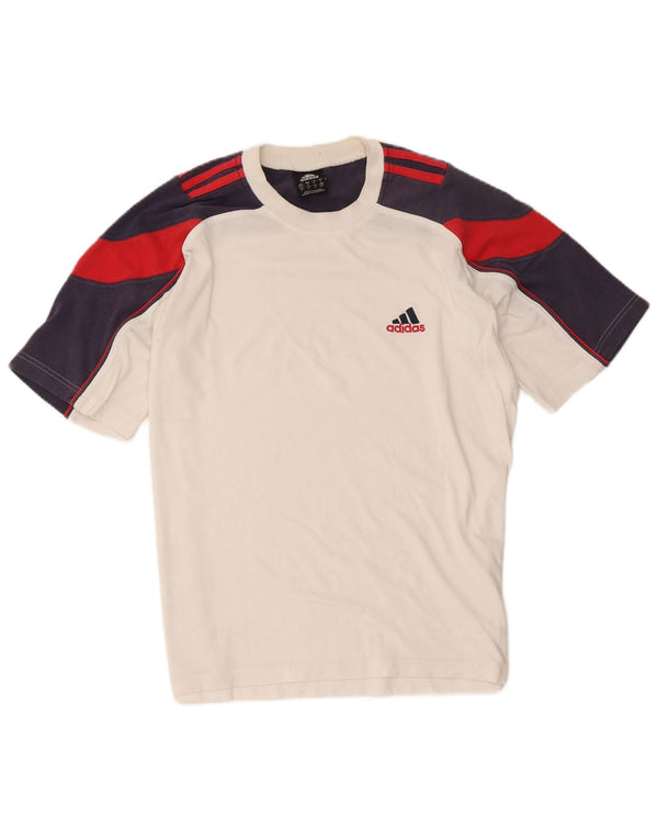 ADIDAS Mens T-Shirt Top UK 40/42 Medium White Colourblock Cotton