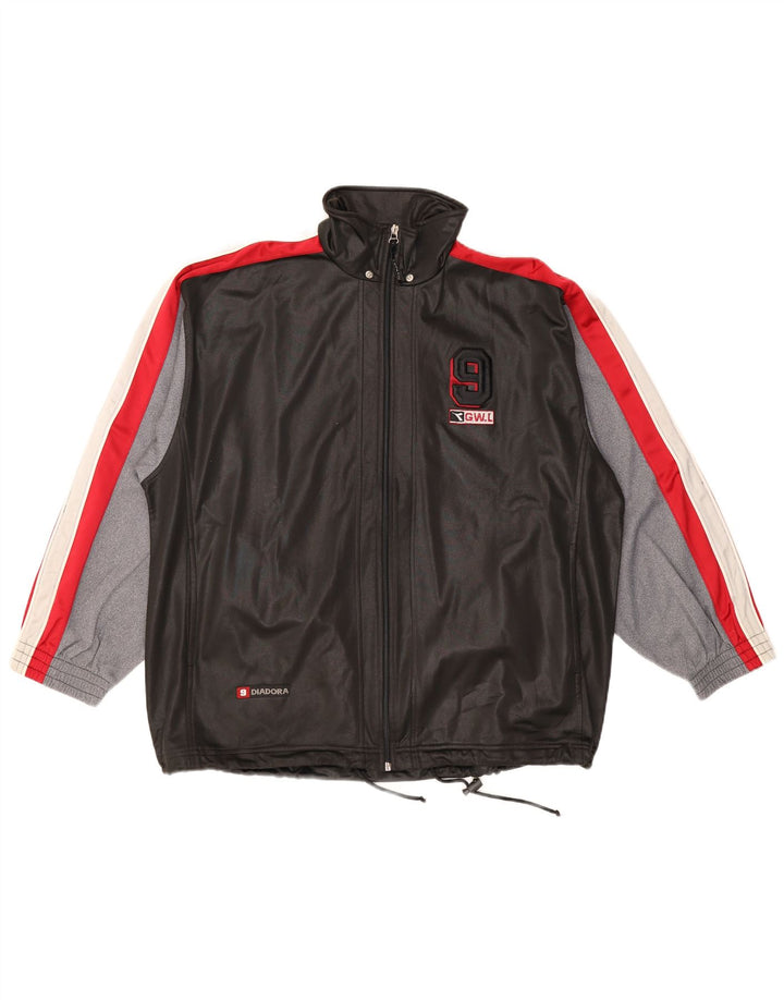 Diadora Mens Graphic Tracksuit Top Jacket UK 38 Medium Black Colourblock