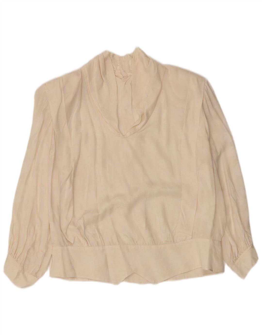 VINTAGE Womens 3/4 Sleeve Shirt Blouse UK 14 Large Off White Floral