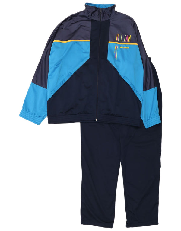 LOTTO Mens Graphic Full Tracksuit 2XL  Navy Blue Colourblock Polyester