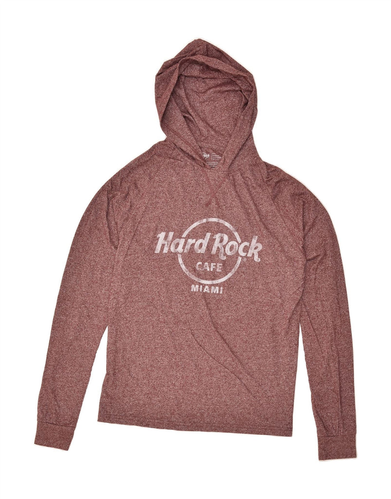 HARD ROCK CAFE Mens Miami Graphic Hoodie Jumper Small Burgundy Cotton | Vintage Hard Rock Cafe | Thrift | Second-Hand Hard Rock Cafe | Used Clothing | Messina Hembry 